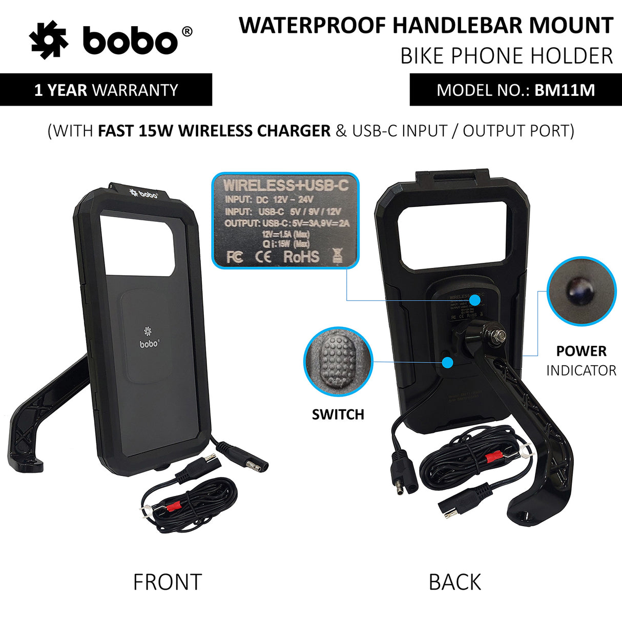 BM11M - Waterproof Mirror (With Charger)