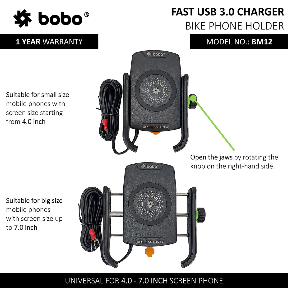 BM12 - Fast Wireless + USB-C Charger