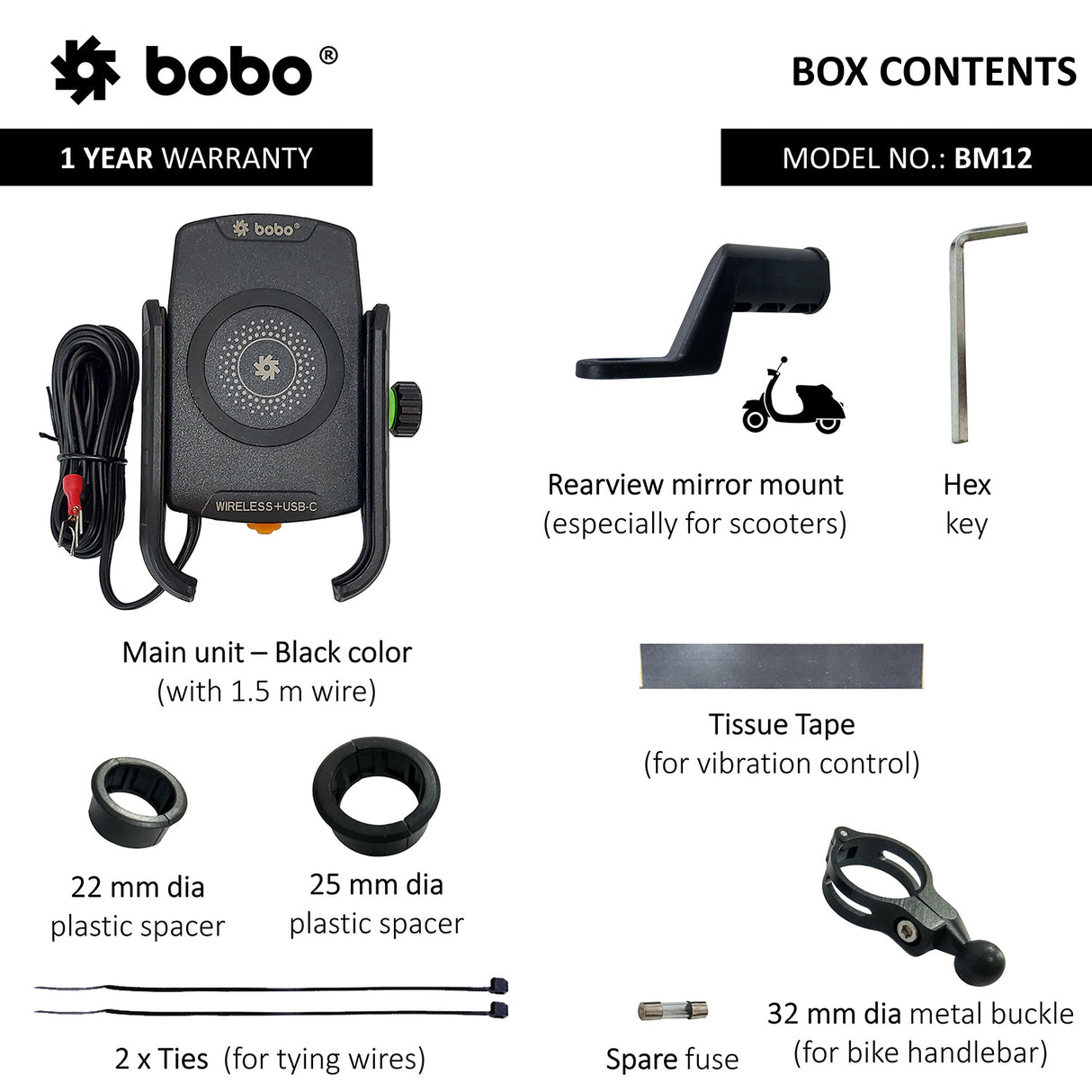 BM12 - Fast Wireless + USB-C Charger