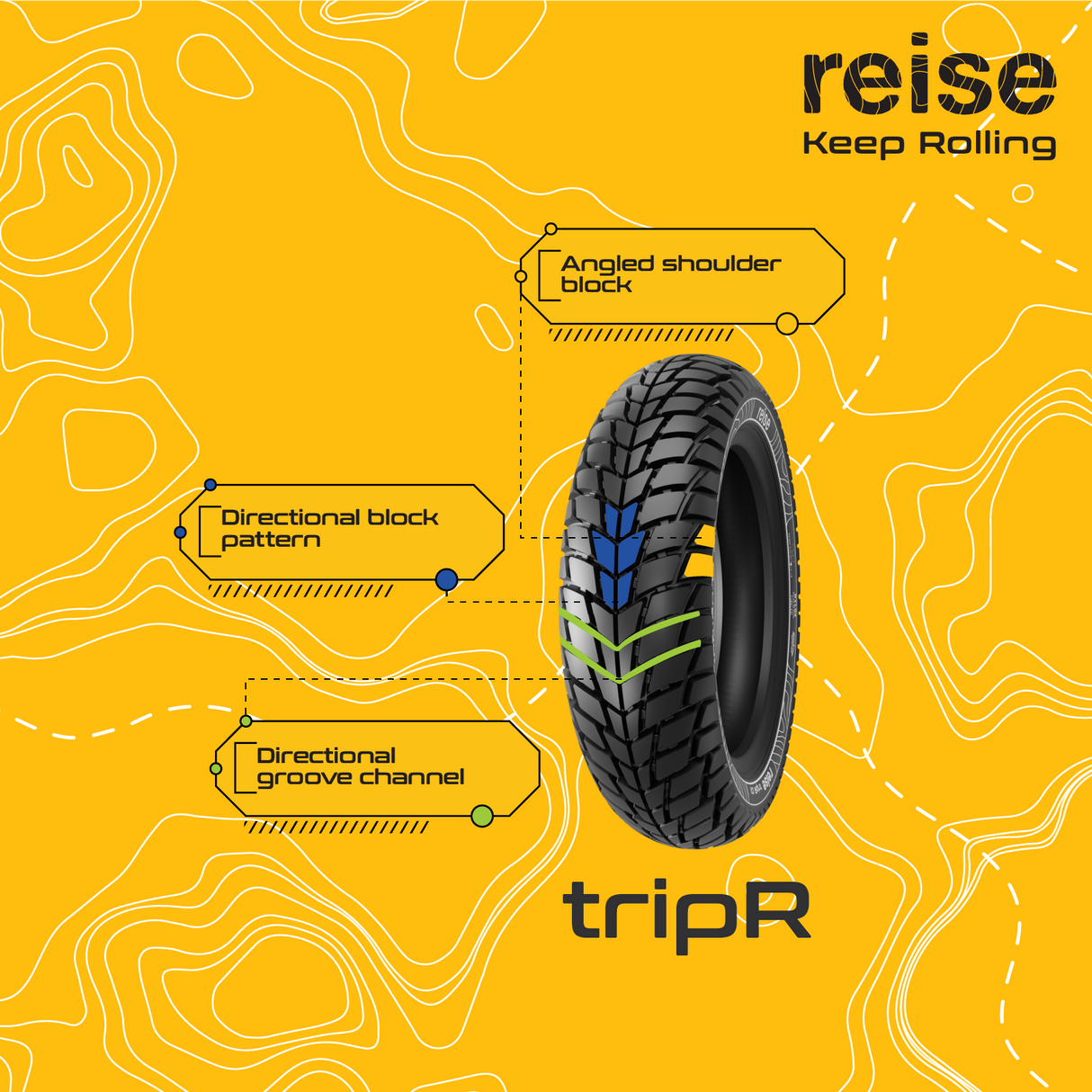 tripR  90/100-10 53J Front/Rear Tubeless Tyre