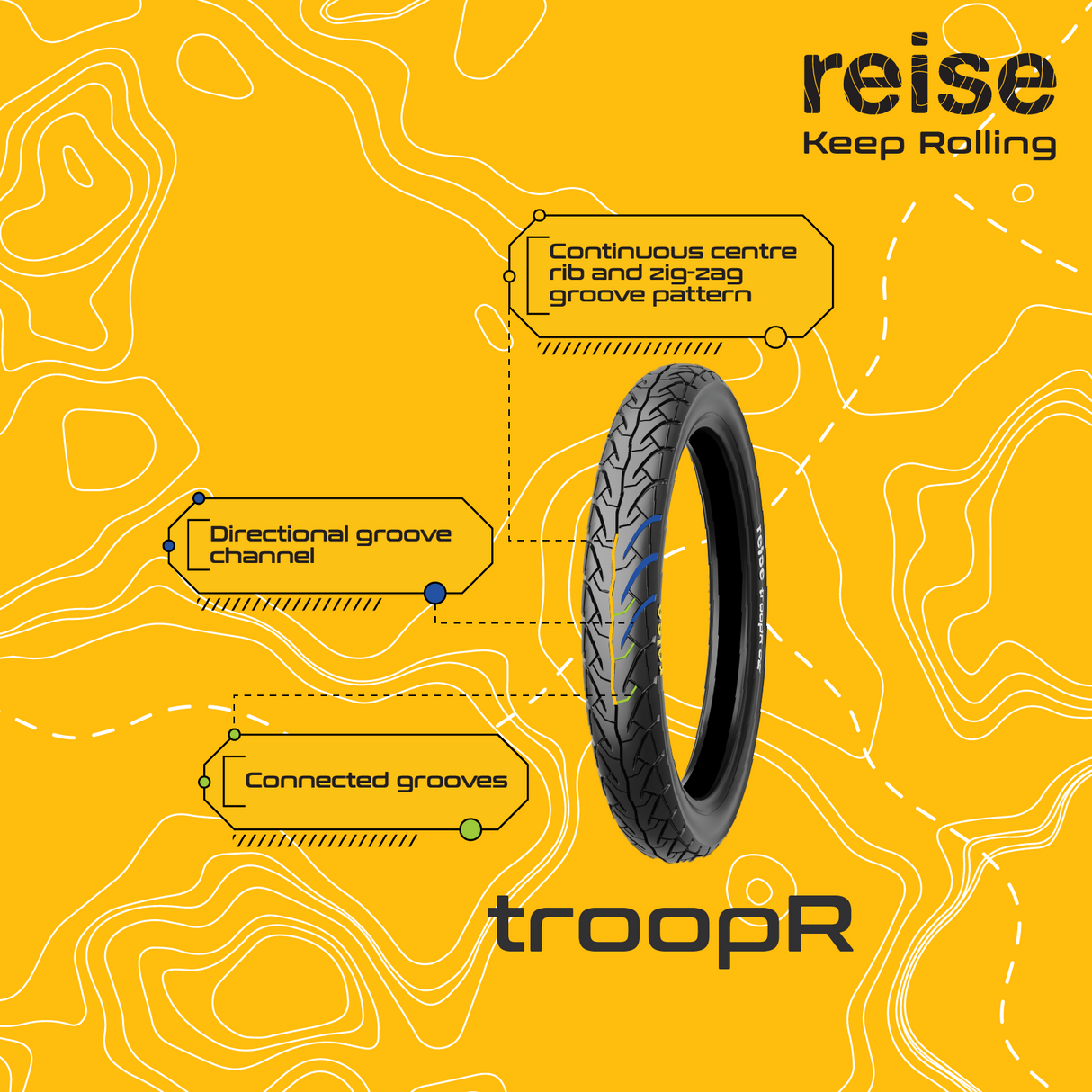 troopR 03  90/90-12 54J Front/Rear Tubeless Tyre